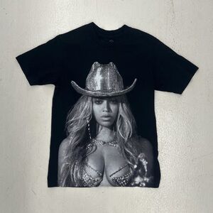 Black Graphic T-Shirt with Cowboy Hat Design